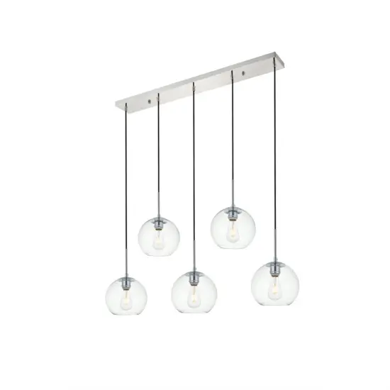 Baxter 5 Lights Chrome Pendant With Clear Glass {3}