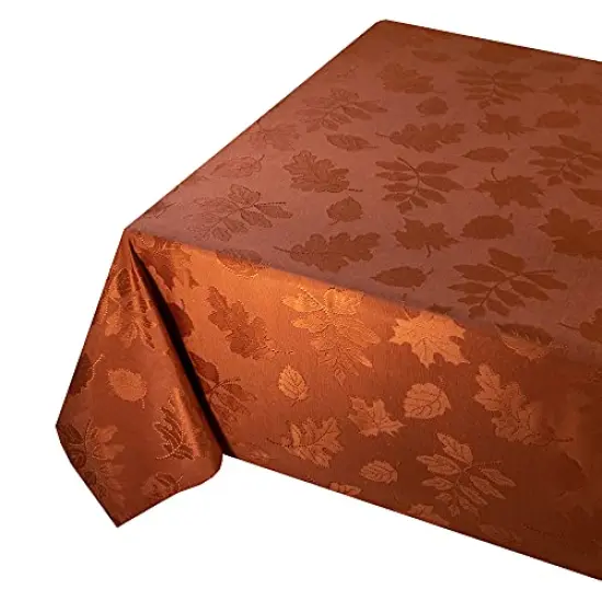 Harvest Legacy Damask Fabric Table Cloth Fall, Harvest, and Thanksgiving Tablecloth (Rust/Burnt Orange, 52" x 52" Square) {5}