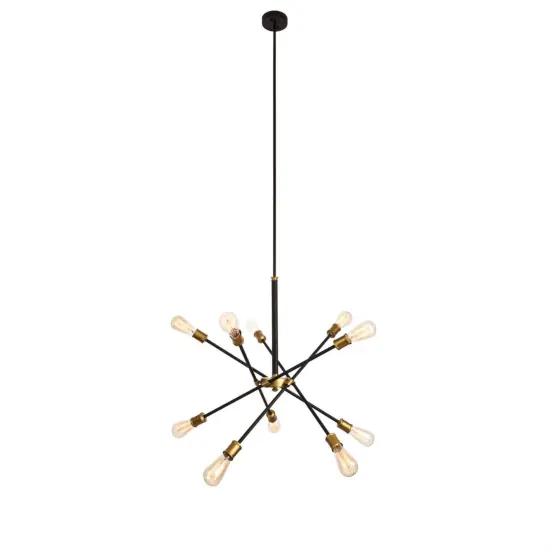 Axel Collection Chandelier D27.2 H32.5 Lt:10 Black and Brass Finish {1}