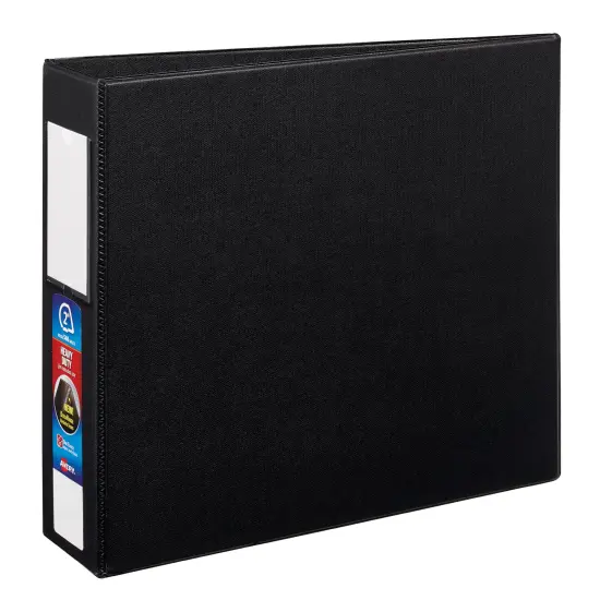 Avery Heavy-Duty Binder, 2" One-Touch Rings, 540-Sheet Capacity, Label Holder, DuraHinge, Black (79992) {1}