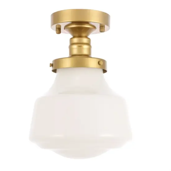 Lyle 1 light Brass and frosted white glass Flush mount {5}