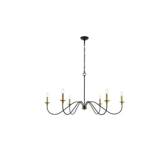 Rohan 48 inch chandelier in matte black and brass {1}
