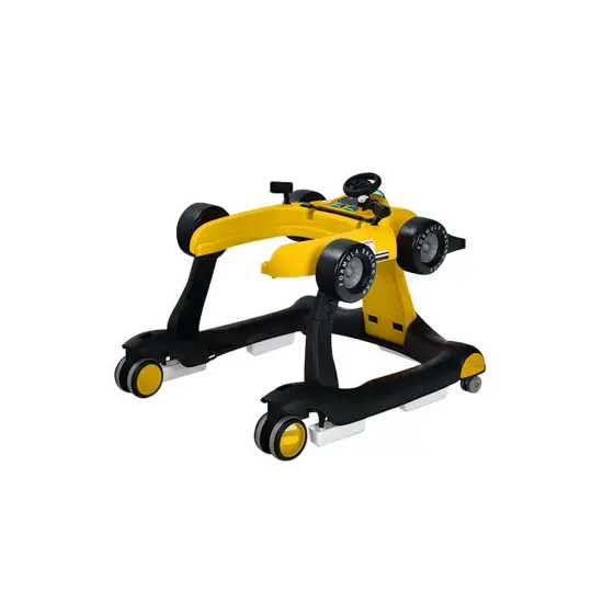 4-in-1 Foldable Activity Push Walker with Adjustable Height Yellow {2}
