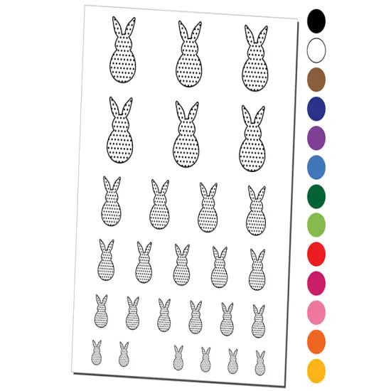 Bunny Pattern Polka Dots Easter Rabbit Temporary Tattoo Water Resistant Fake Body Art Set Collection White {1}