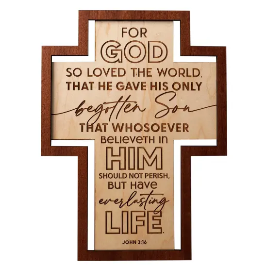 Dexsa For God So Loved Inspirational Laser-Cut Wood Cross Plaque 7.5 inches x 10 inches {1}