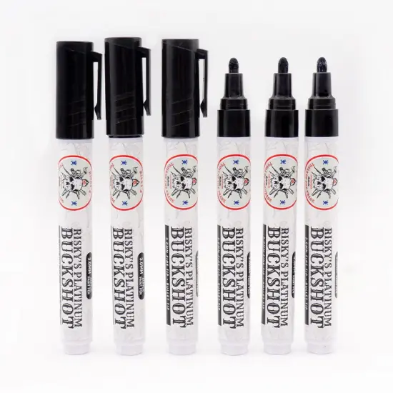 Risky's Tools of the Trade Platinum 3mm 6 Pack of Black Acrylic Paint Pens for Graffiti or Fine Art {3}