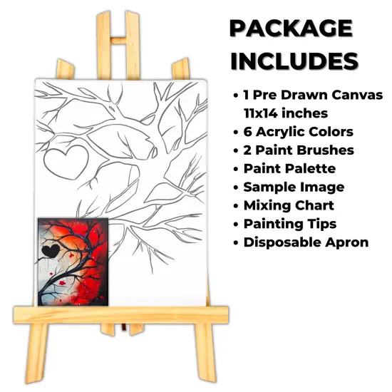 "Fall Heart" DIY Canvas Art Kit, Adult Beginner, Acrylic Paint Size 11x14 inch {2}