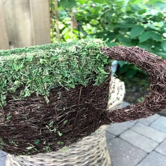 Watering Can PLANTER - Natural MOSS & Wicker {4}
