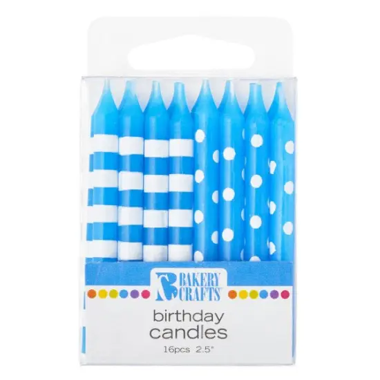 Stripes & Dots Smooth Specialty Candles, 16pc Blue {1}