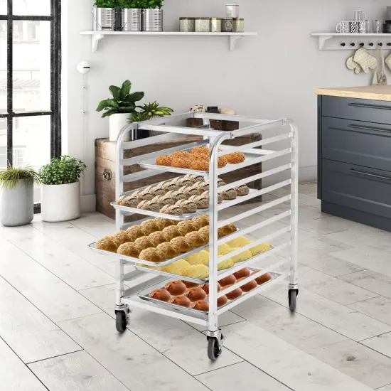 10 Sheets Aluminum Rolling Bakery Pan Rack {3}