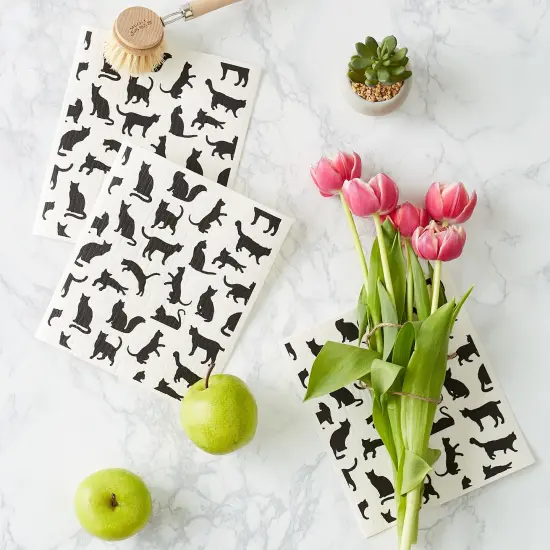 DII Cats Swedish Dishcloth, 3 Piece {4}