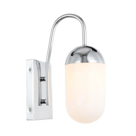 Kace 1 light Chrome and frosted white glass wall sconce {5}