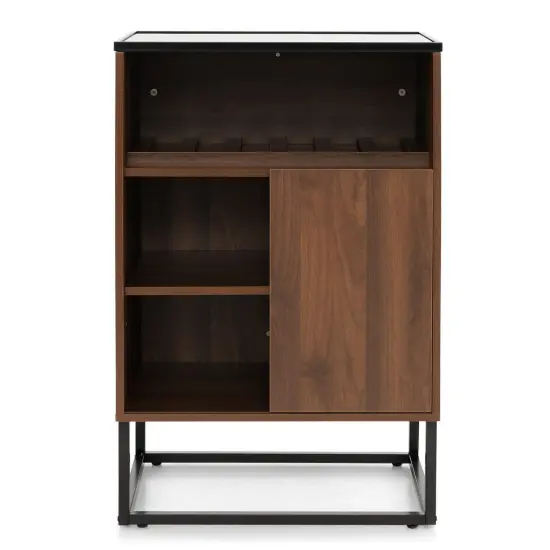 Wine Storage Cabinet Buffet Sideboard with Adjustable Shelf and Sliding Door-Brown {4}