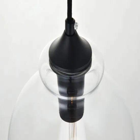 Destry 3 Lights Black Pendant With Clear Glass {6}