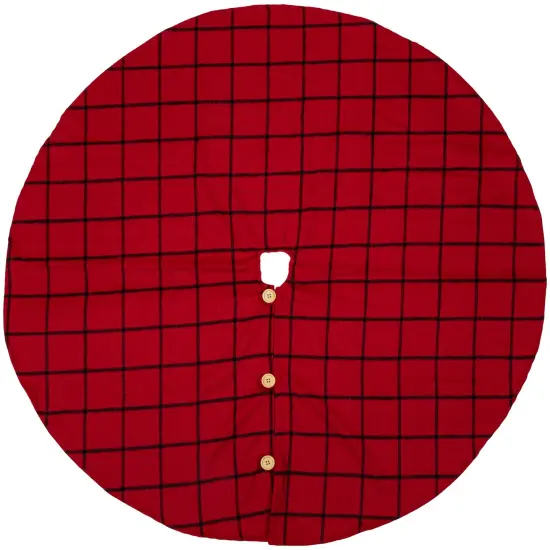 Northlight 48" Red Flannel Christmas Tree Skirt with Buttons {3}