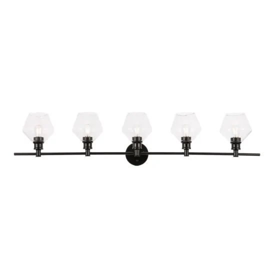 Gene 5 light Black and Clear glass Wall sconce {1}