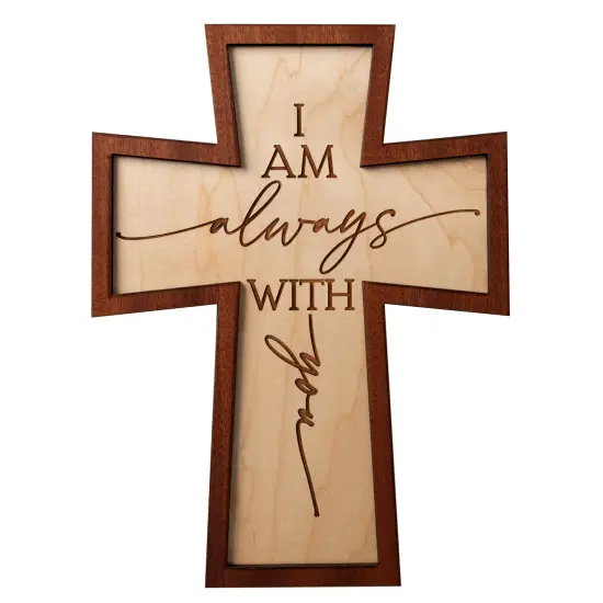 Dexsa I Am Always With You Inspirational Laser-Cut Wood Cross Plaque 7.5 inches x 10 inches {1}