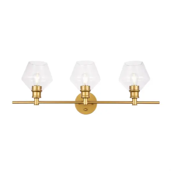 Gene 3 light Brass and Clear glass Wall sconce {1}