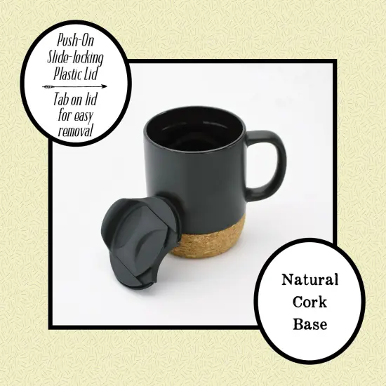 Dexsa Be Still Designer Cork Bottom Mug with Lid - 14 oz {6}