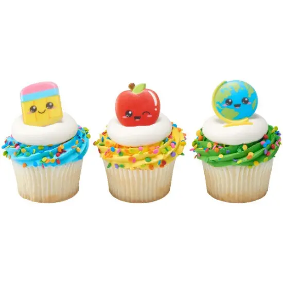 Kawaii Back to School Cupcake Rings, 12ct {3}