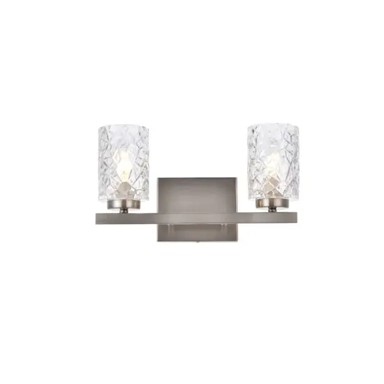 Cassie 2 lights bath sconce in satin nickel with clear shade {1}
