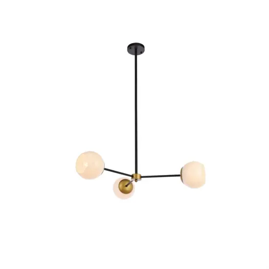 Briggs 32 inch pendant in black and brass with white shade {1}