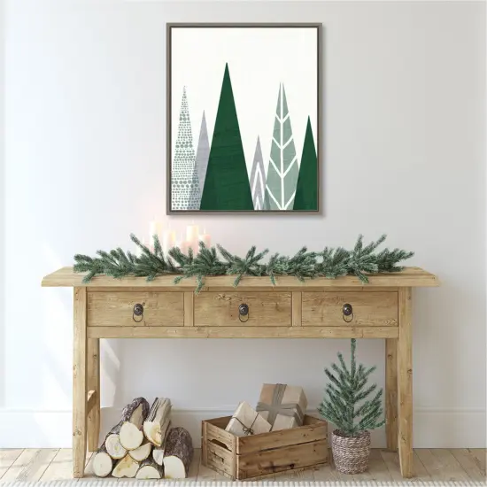 Geometric Forest II Green Gray by Michael Mullan Canvas Art Framed {5}