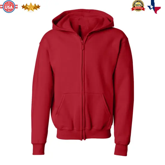 Gildan&reg; Heavy Blend Youth Full Zip Hooded Long Sleeve Sweatshirt Red {6}