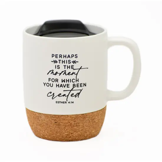 Dexsa Perhaps This Is The Moment Designer Cork Bottom Mug with Lid - 14 oz {1}