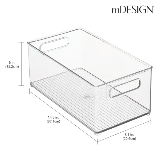 mDesign Deep Plastic Household Storage Organizer Bin - Built-In Handles - Clear {3}