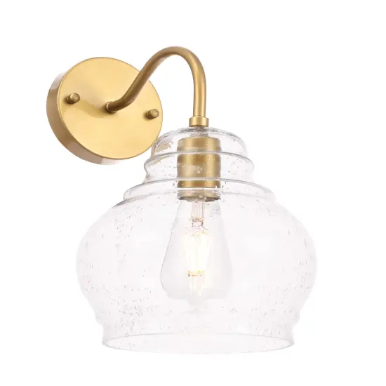 Pierce 1 light Brass and Clear seeded glass wall sconce {6}