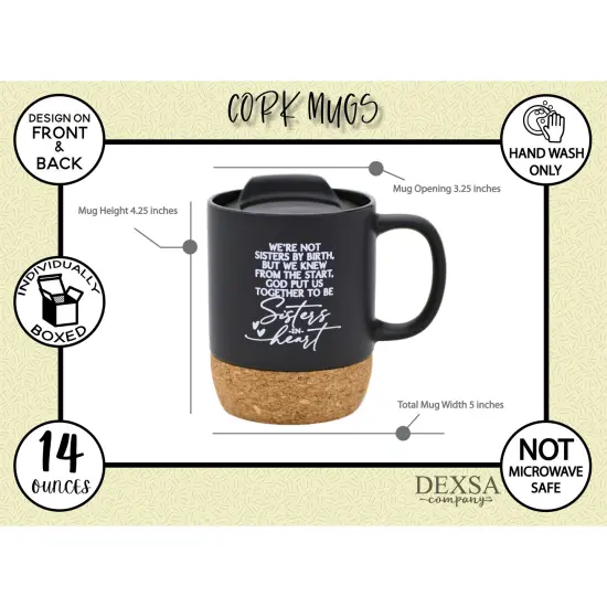 Dexsa Sisters In Heart Designer Cork Bottom Mug with Lid - 14 oz {5}