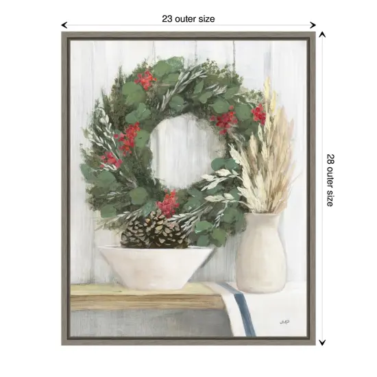 Natural Christmas I Blue by Julia Purinton Canvas Art Framed {3}