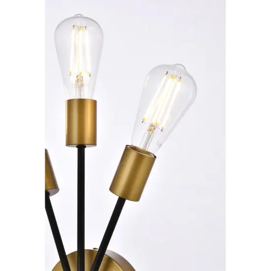 Lucca 11 inch bath sconce in black and brass {5}