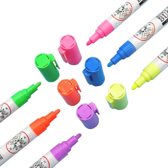 Risky's Tools of the Trade Platinum 3mm Buckshot Acrylic Paint Pens 6 pack of Fluorescents for Graffiti or Fine Art {3}