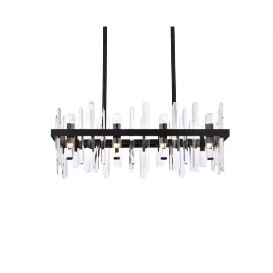 Serena 30 inch crystal rectangle chandelier in black {3}