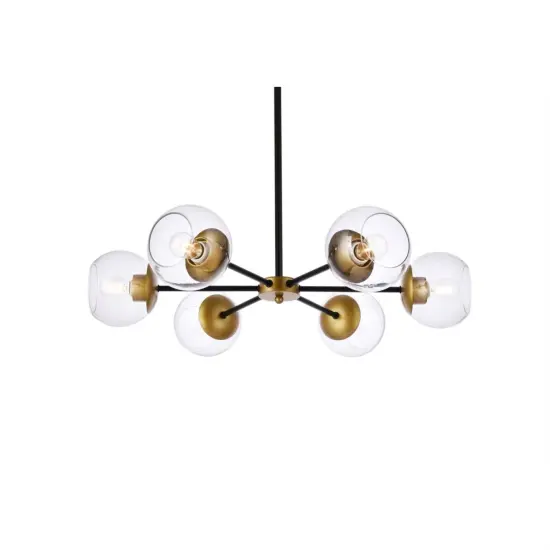 Briggs 30 inch pendant in black and brass with clear shade {3}