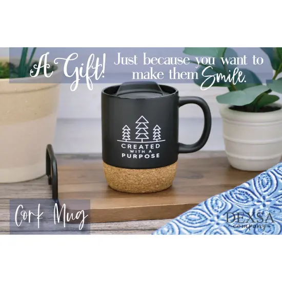 Dexsa Created With A Purpose Designer Cork Bottom Mug with Lid - 14 oz {3}
