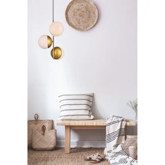 Eclipse 3 Lights Brass Pendant With Frosted White Glass {2}