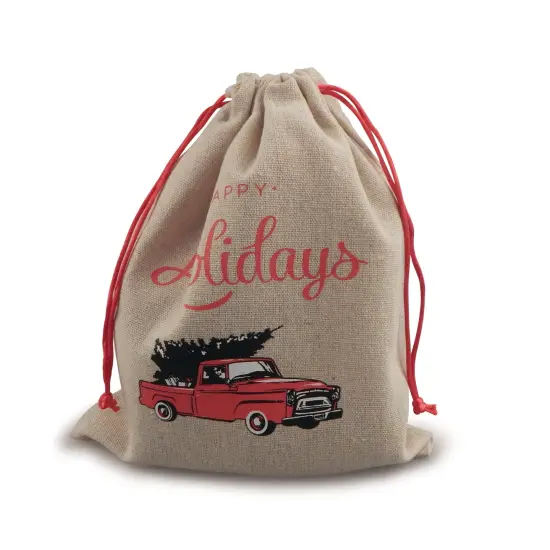 Great Papers! Reusable Holiday Delivery Linen Drawstring Gift and Shopping Bags, 8" x 10", 2 Pack {3}