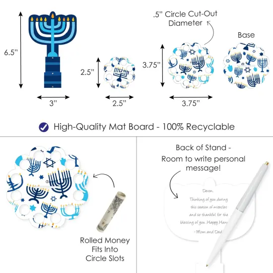 Big Dot of Happiness Hanukkah Menorah - DIY Chanukah Holiday Party Money Holder Gift - Cash Cake {4}