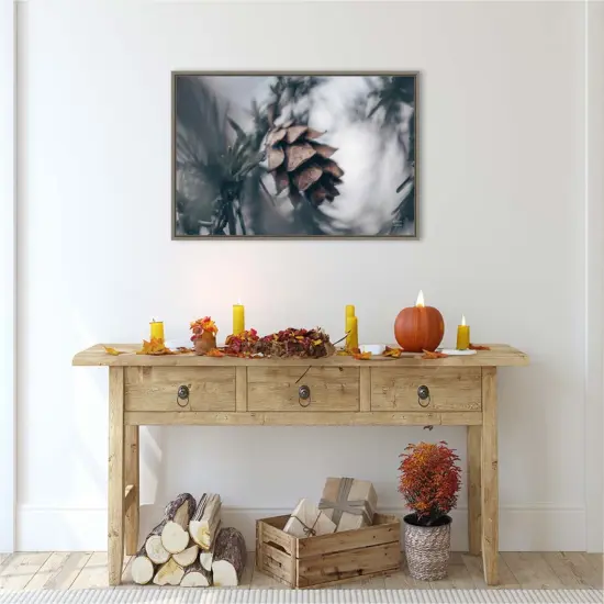 Tree with Pinecone Macro by Nathan Larson Canvas Art Framed {5}