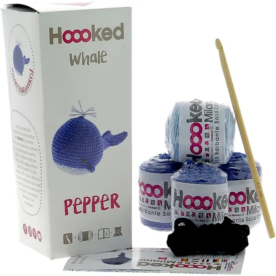 Hoooked Amigurumi DIY Kit W/Eco Barbante Yarn-Whale Pepper {2}