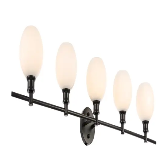 Collier 5 light Black and Frosted white glass Wall sconce {6}