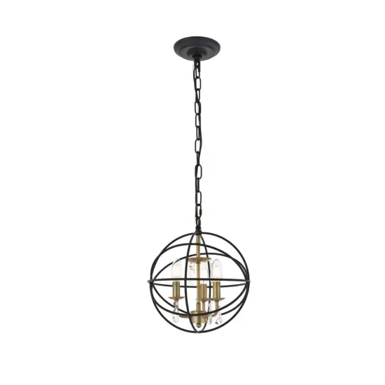Wallace 3 light Matte Black and Brass Pendant {4}