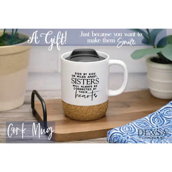 Dexsa Side By Side..Sisters Designer Cork Bottom Mug with Lid - 14 oz {3}