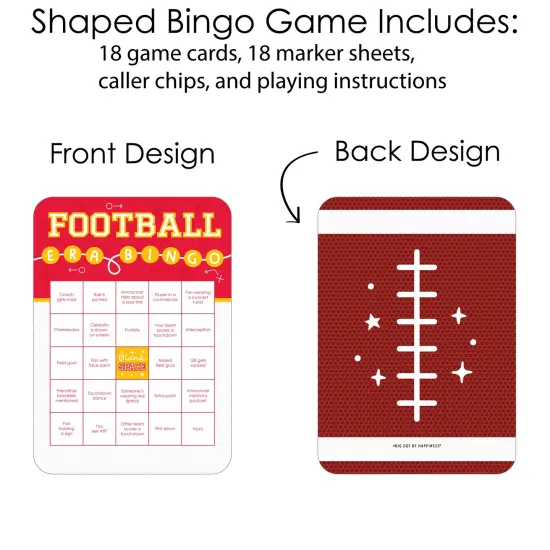 Big Dot of Happiness In My Football Era - Bingo Cards and Markers - Red and Gold Sports Party Bingo Game - Set of 18 {4}