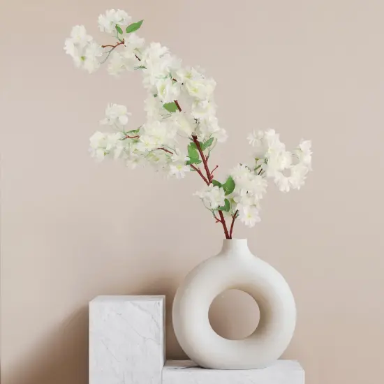 30" White Cherry Blossom Stems - 3-Pack of Lifelike Silk Flowers, Ideal for Bouquets, Centerpieces & Home Decor - Perfect Spring & Wedding Accent - Floral Home by Artificial Flowers {3}