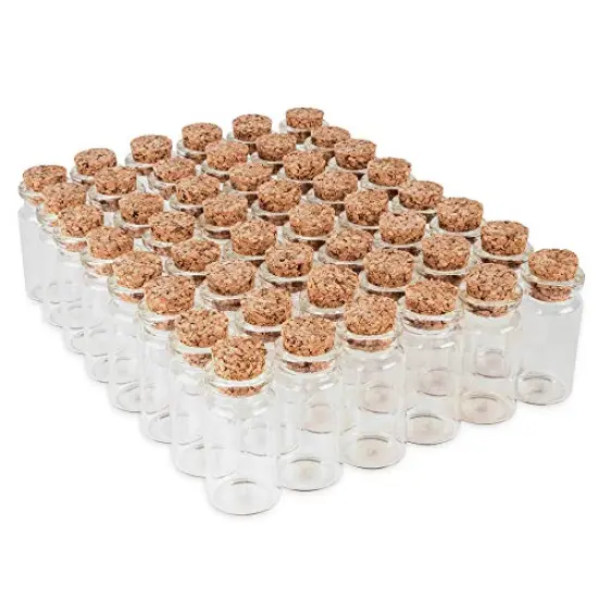 48 Pieces Mini Clear Glass Jars Bottles with Cork Stoppers for Arts & Crafts, Projects, Decoration, Party Favors - Size: 1-1/2" Tall X 3/4 Inches Diameter {3}
