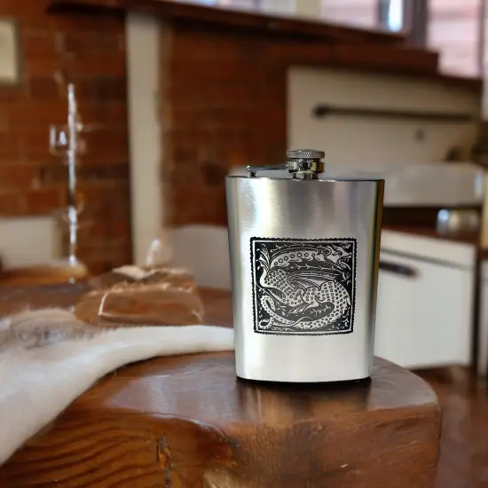 8oz Vintage Dragon Stainless Steel Flask {2}